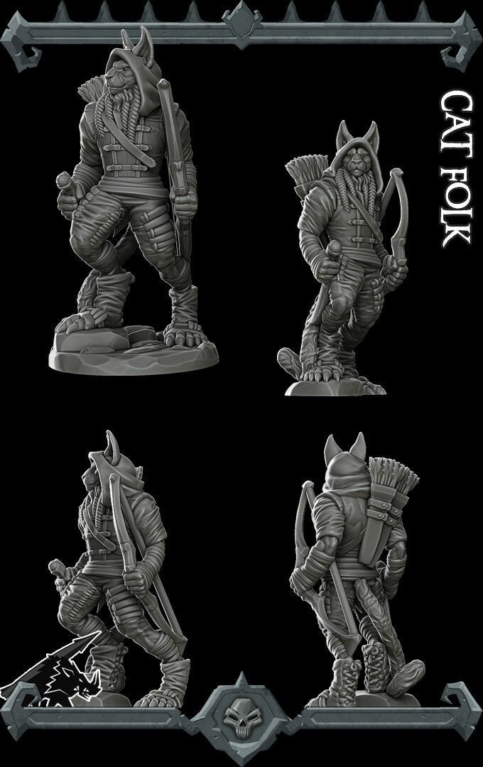 CAT FOLK - Miniature | All Sizes | Dungeons and Dragons | Pathfinder | War Gaming