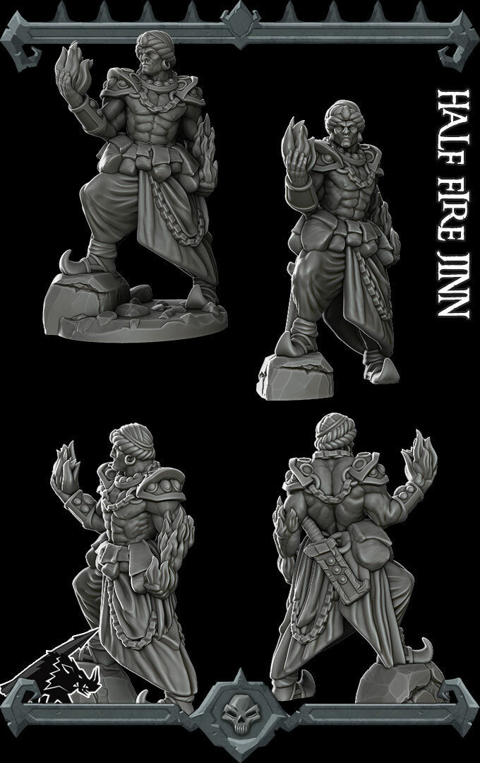 HALF FIRE JINN - Miniature | All Sizes | Dungeons and Dragons | Pathfinder | War Gaming