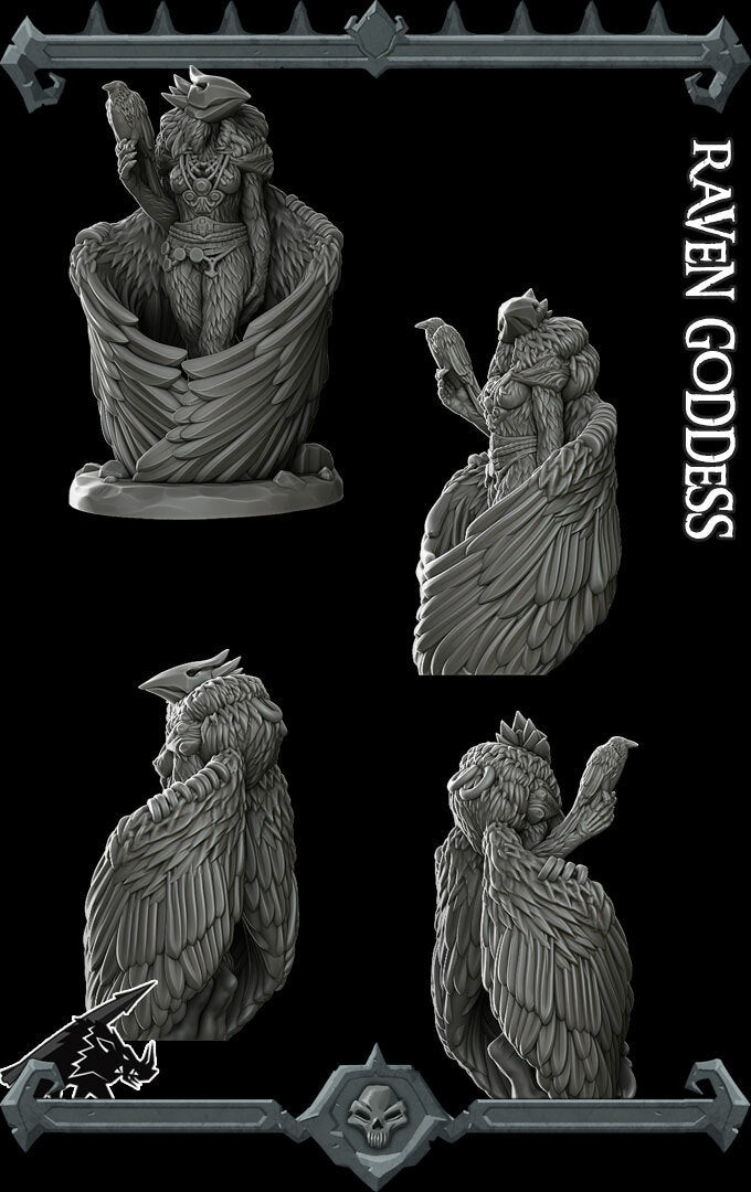 RAVEN GODDESS - Miniature | All Sizes | Dungeons and Dragons | Pathfinder | War Gaming