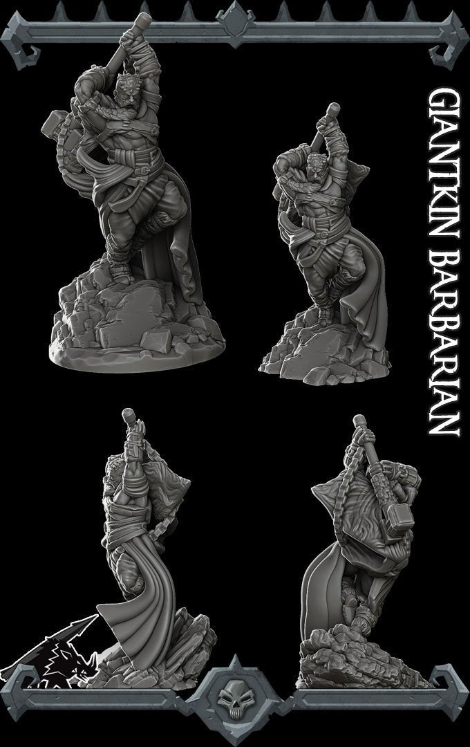 GIANTKIN BARBARIAN - Miniature | All Sizes | Dungeons and Dragons | Pathfinder | War Gaming