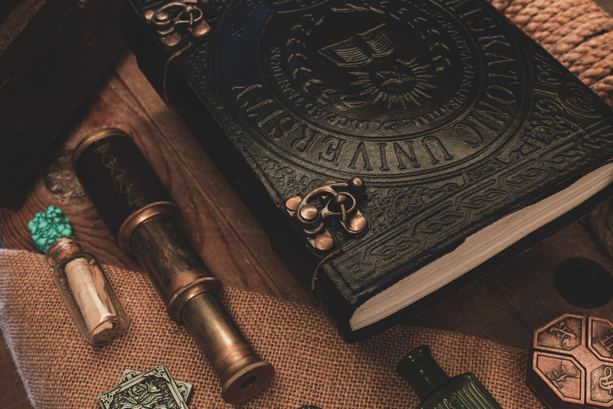 Miskatonic University Black Real Leather Notebook Journal Sketchbook Arkham Horror LCG Campaign Log