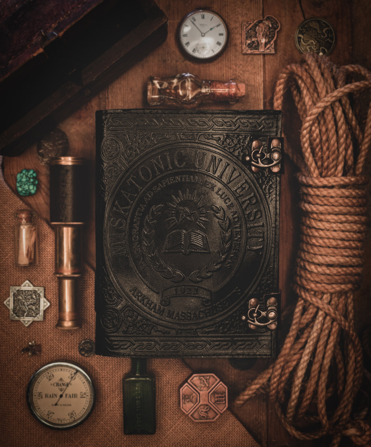 Miskatonic University Black Real Leather Notebook Journal Sketchbook Arkham Horror LCG Campaign Log