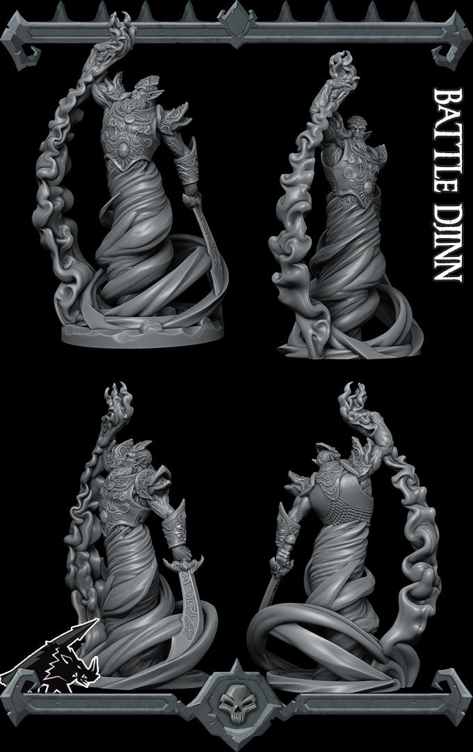 BATTLE DJINN - Miniature | All Sizes | Dungeons and Dragons | Pathfinder | War Gaming