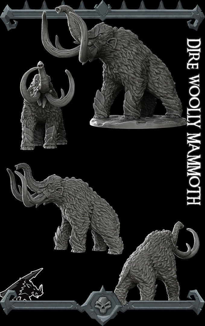 DIRE WOOLLY MAMMOTH - Miniature | All Sizes | Dungeons and Dragons | Pathfinder | War Gaming