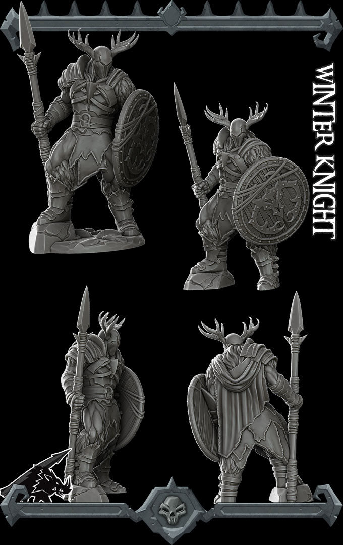 WINTER KNIGHT - Miniature | All Sizes | Dungeons and Dragons | Pathfinder | War Gaming