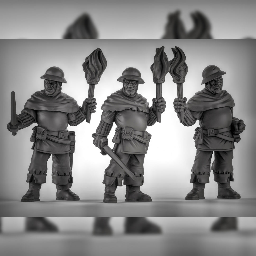Guards with Torches Resin 3D Models for Dungeons & Dragons & Board RPGs