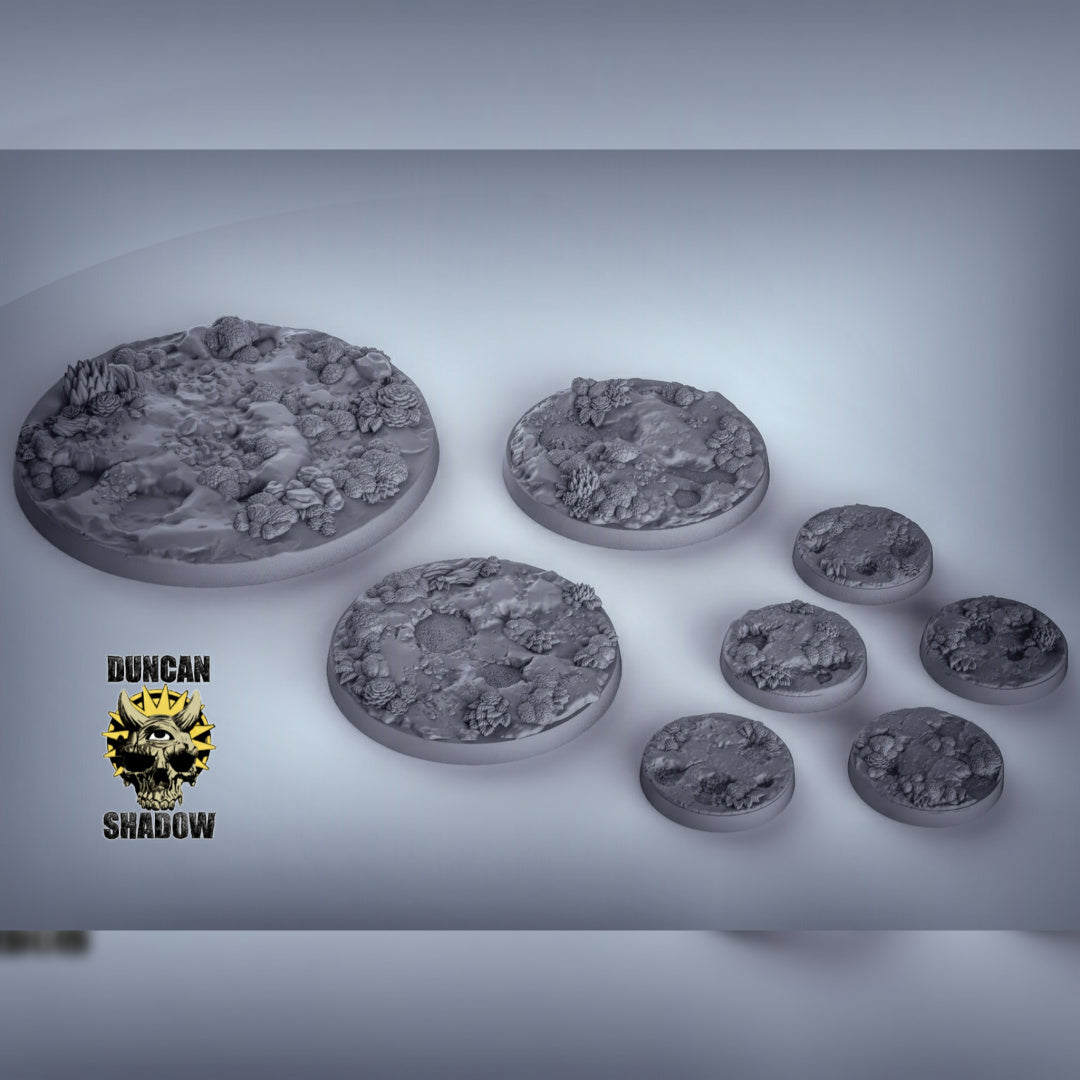 Blasted Wasteland Bases with Plants Resin Miniature for DnD | Tabletop Gaming