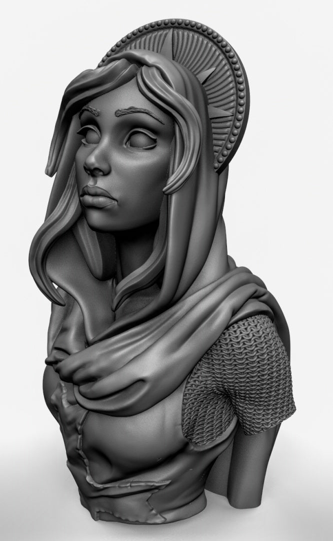 Female Crusader Bust Resin Miniature for DnD | Tabletop Gaming