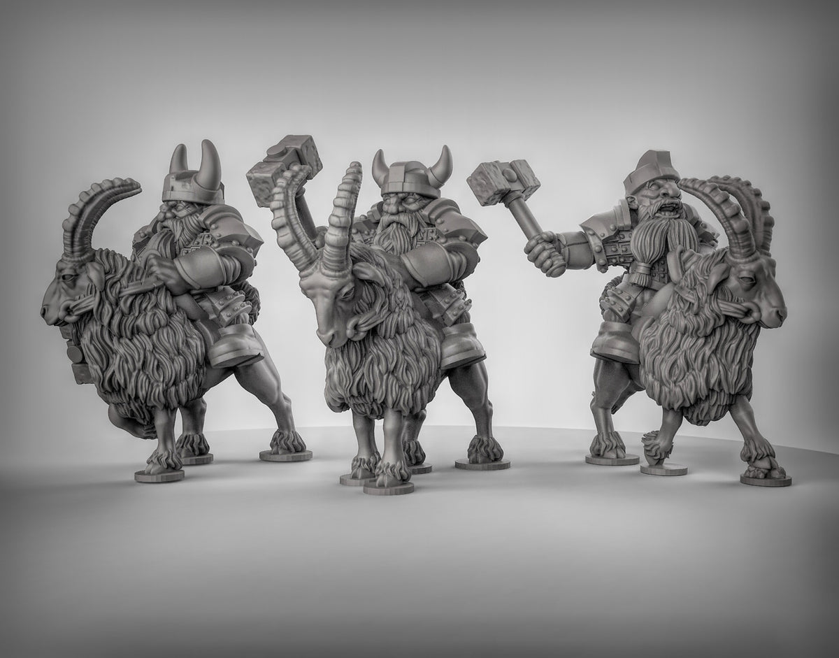 Dwarf Goat Riders - Resin 3D Miniature Model for Dungeons & Dragons & Board RPGs