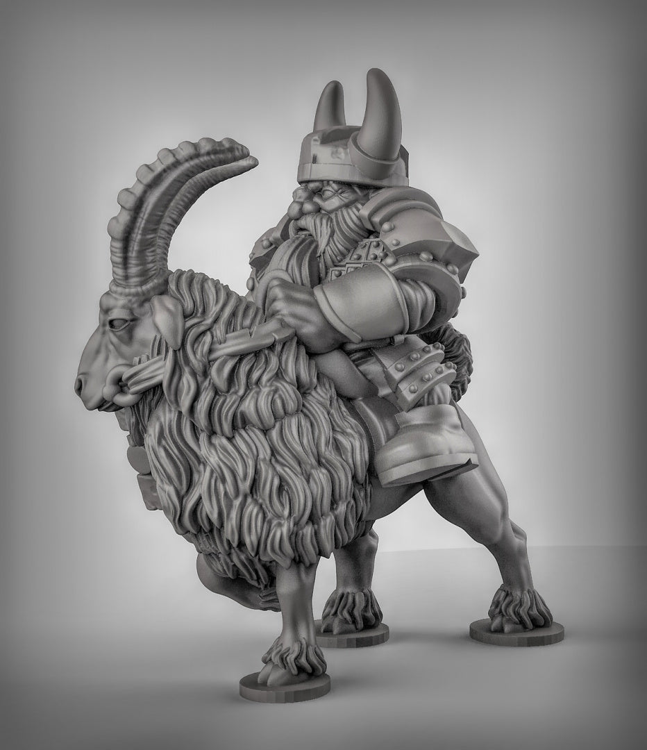 Dwarf Goat Riders - Resin 3D Miniature Model for Dungeons & Dragons & Board RPGs