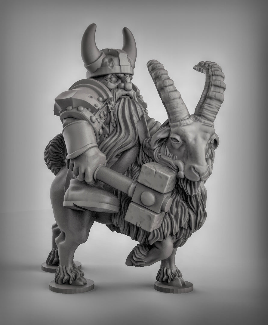 Dwarf Goat Riders - Resin 3D Miniature Model for Dungeons & Dragons & Board RPGs