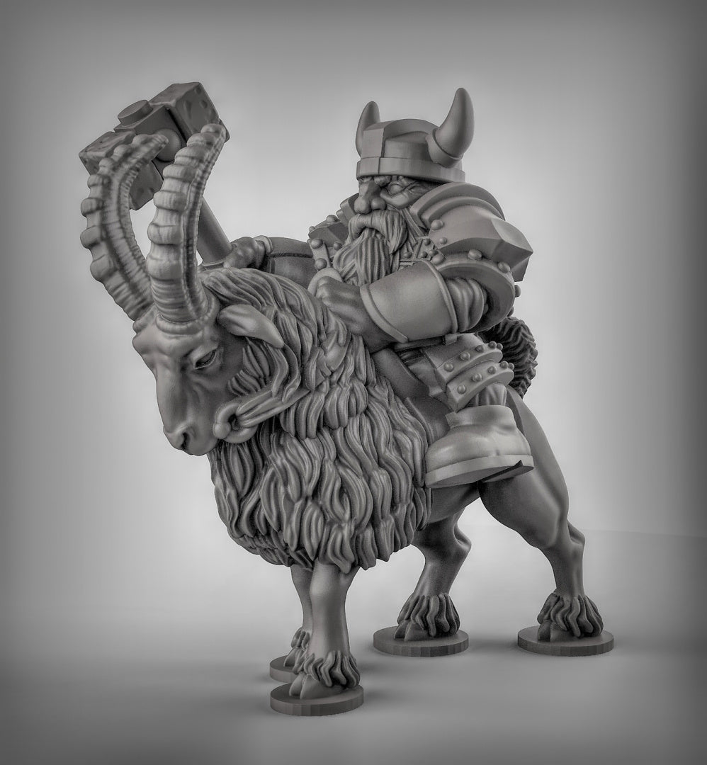 Dwarf Goat Riders - Resin 3D Miniature Model for Dungeons & Dragons & Board RPGs