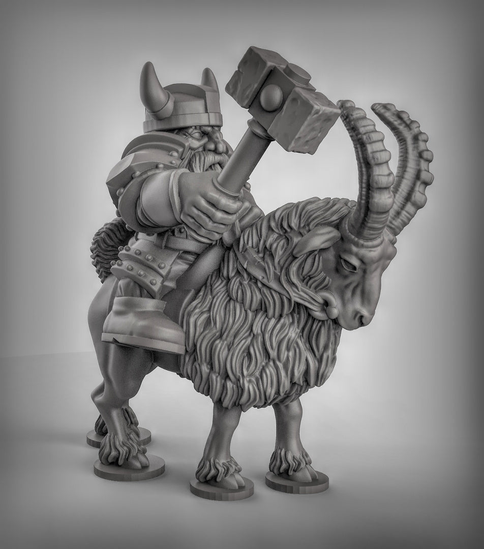 Dwarf Goat Riders - Resin 3D Miniature Model for Dungeons & Dragons & Board RPGs