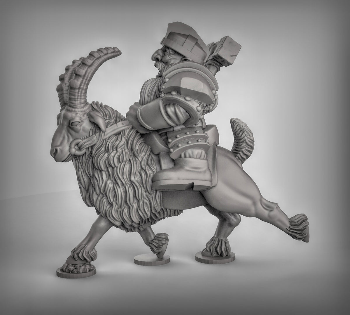 Dwarf Goat Riders - Resin 3D Miniature Model for Dungeons & Dragons & Board RPGs