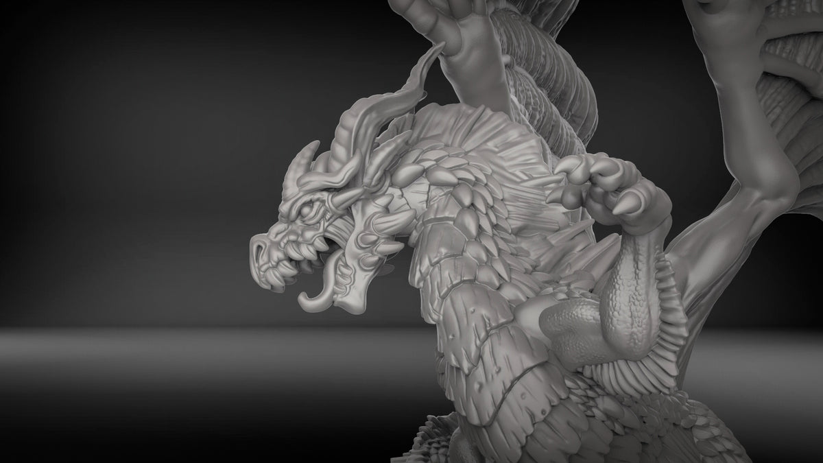 Black Dragon Resin Miniature with woodland base for DnD | Tabletop Gaming