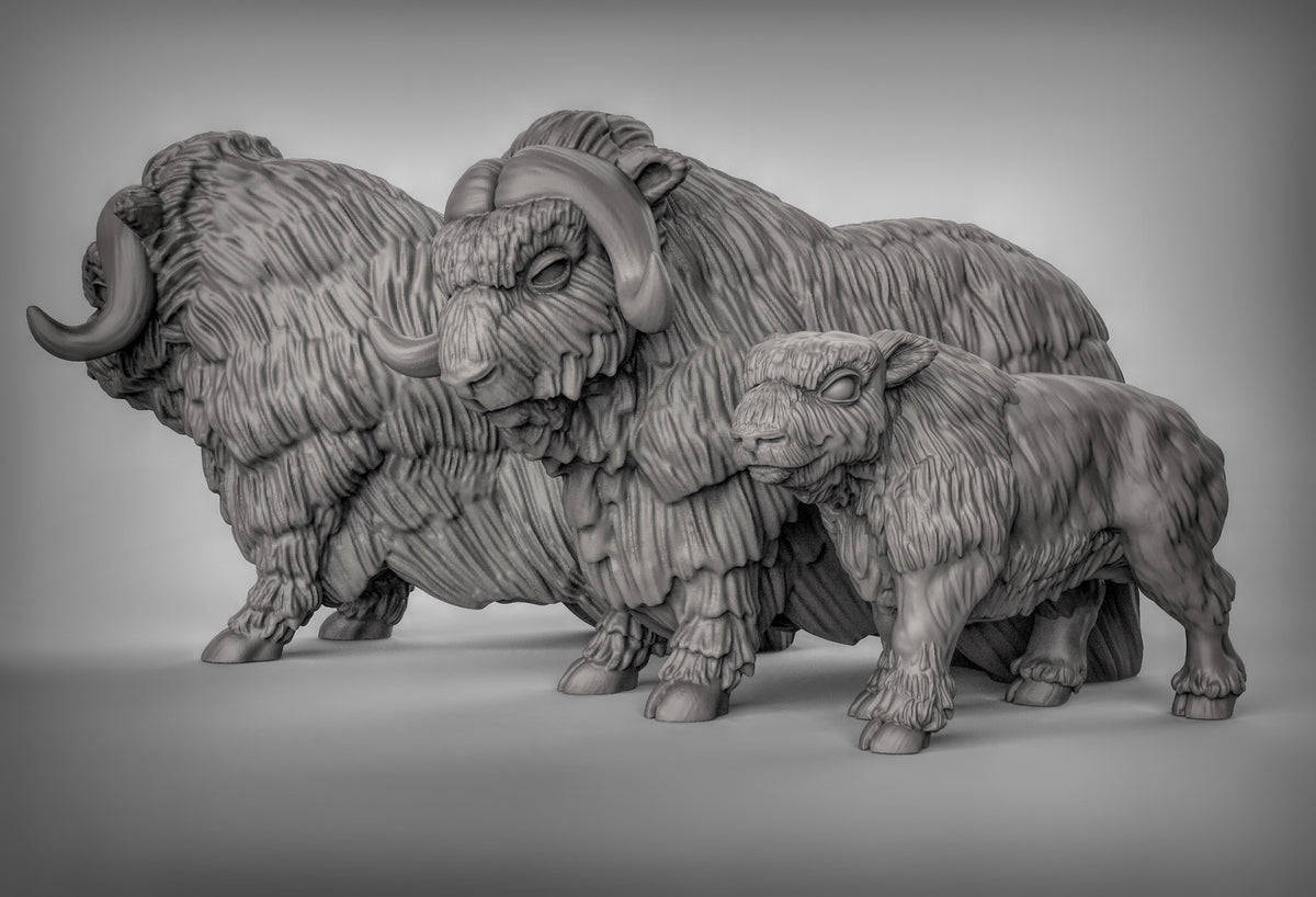 Musk Ox Resin 3D Models for Dungeons & Dragons & Board RPGs