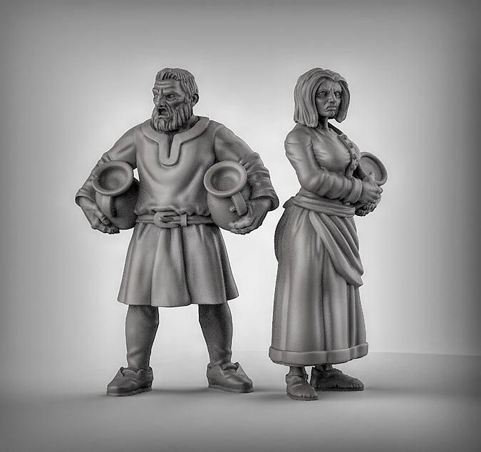 NPC's with pots Resin 3D Models for Dungeons & Dragons & Board RPGs