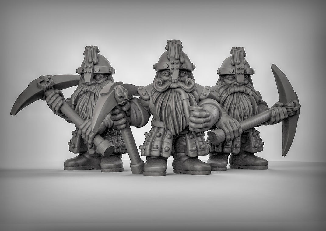 Dwarf miners Resin 3D Models for Dungeons & Dragons & Board RPGs