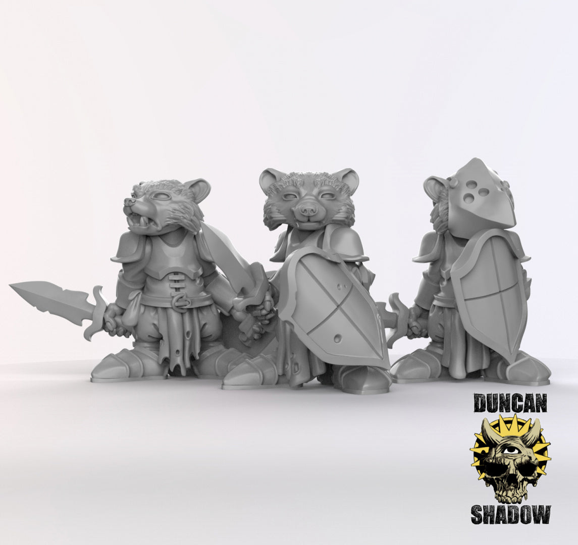 Racoon Folk Knights Resin Models for Dungeons & Dragons & Board RPGs