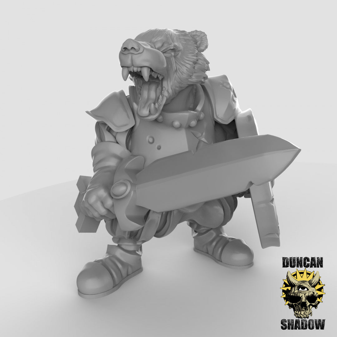 Badger Folk with Swords Resin Models for Dungeons & Dragons & Board RPGs