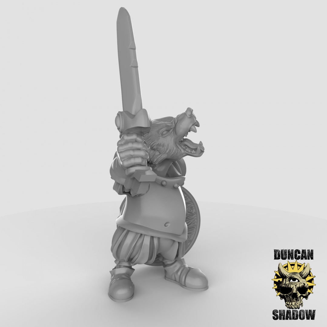Badger Folk with Swords Resin Models for Dungeons & Dragons & Board RPGs
