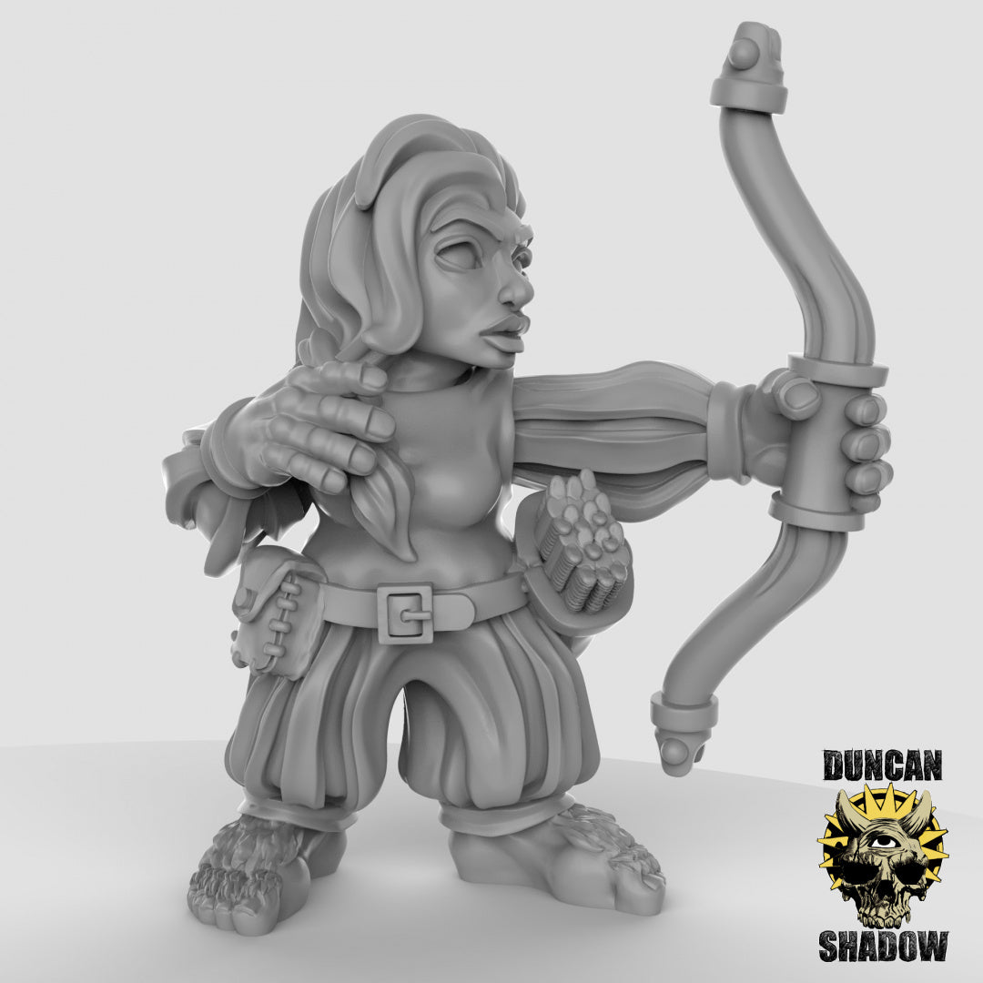 Female Halflings with Bows Resin Models for Dungeons & Dragons & Board RPGs