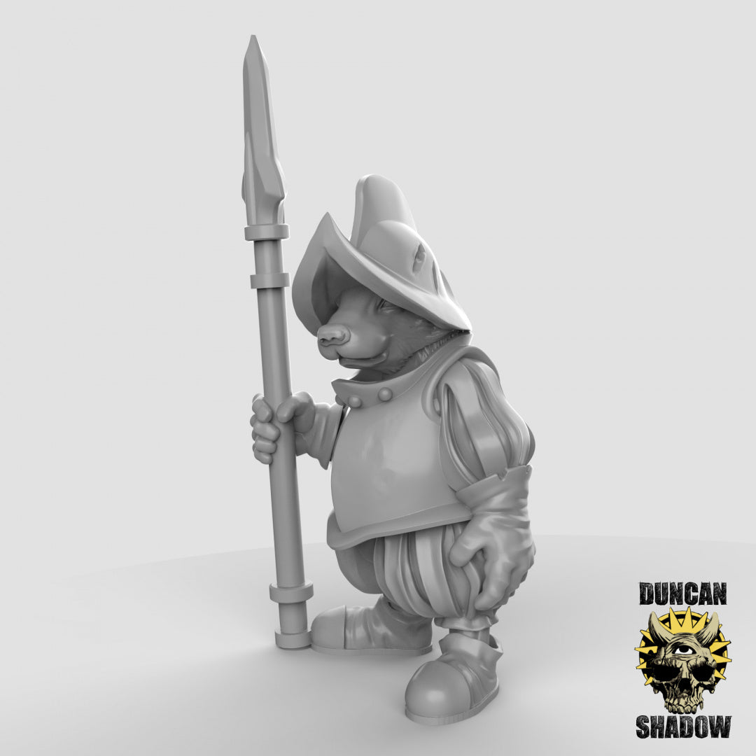 Badger Warriors with Spears Resin 3D Models for Dungeons & Dragons & Board RPGs