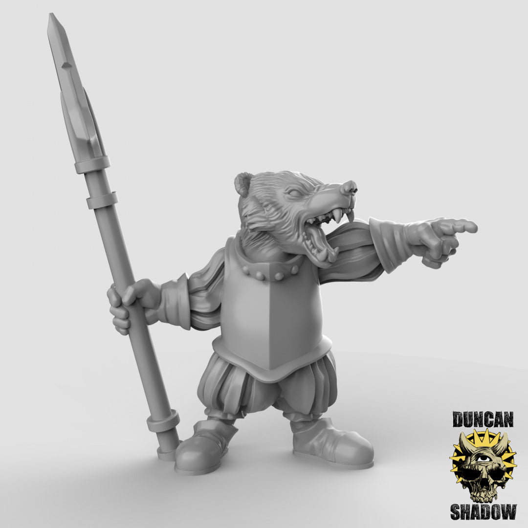 Badger Warriors with Spears Resin 3D Models for Dungeons & Dragons & Board RPGs