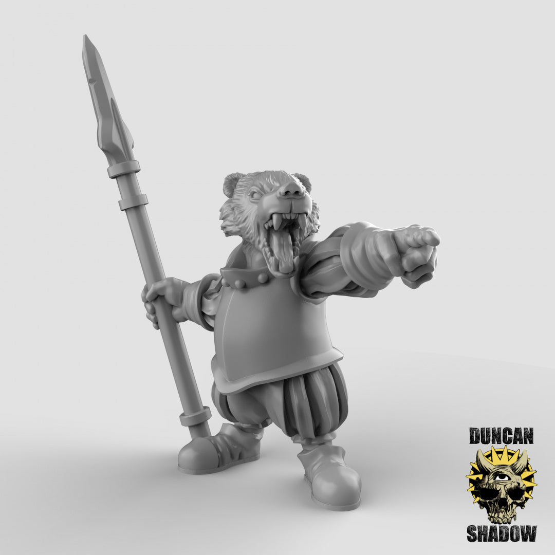 Badger Warriors with Spears Resin 3D Models for Dungeons & Dragons & Board RPGs