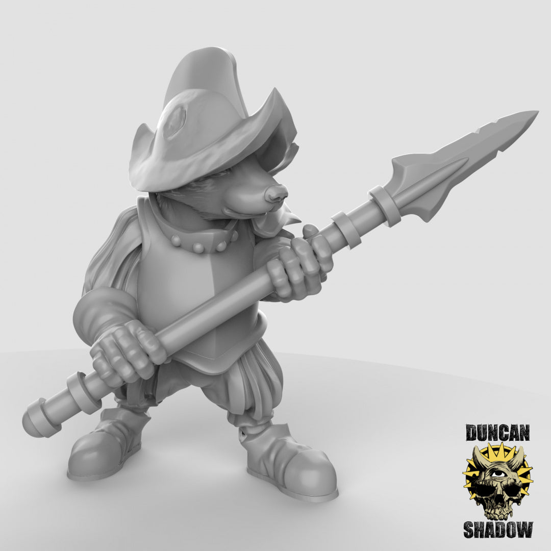 Badger Warriors with Spears Resin 3D Models for Dungeons & Dragons & Board RPGs