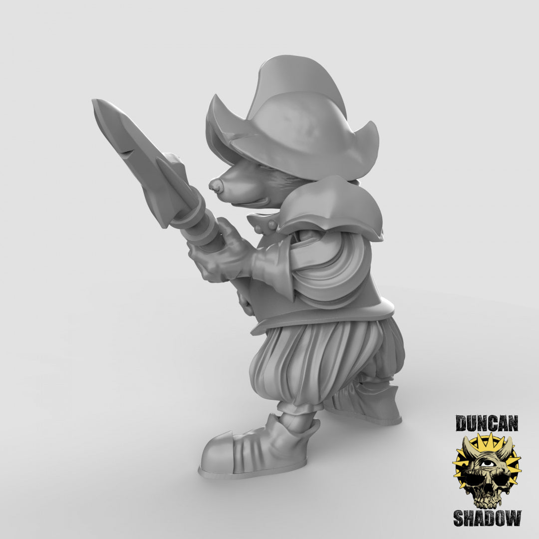 Badger Warriors with Spears Resin 3D Models for Dungeons & Dragons & Board RPGs