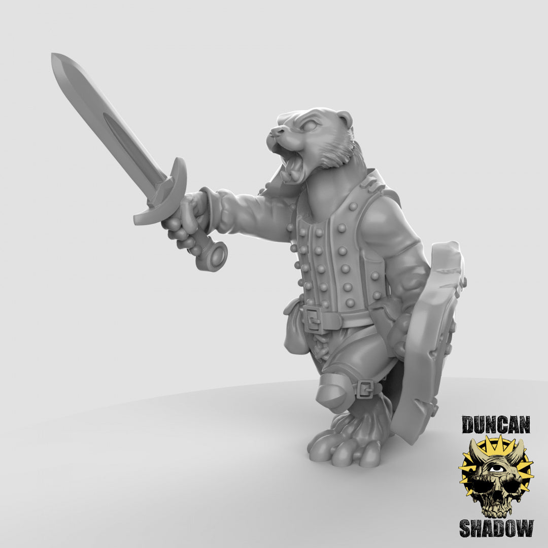Otter's with hand weapons and shields Resin Models for Dungeons & Dragons & Board RPGs
