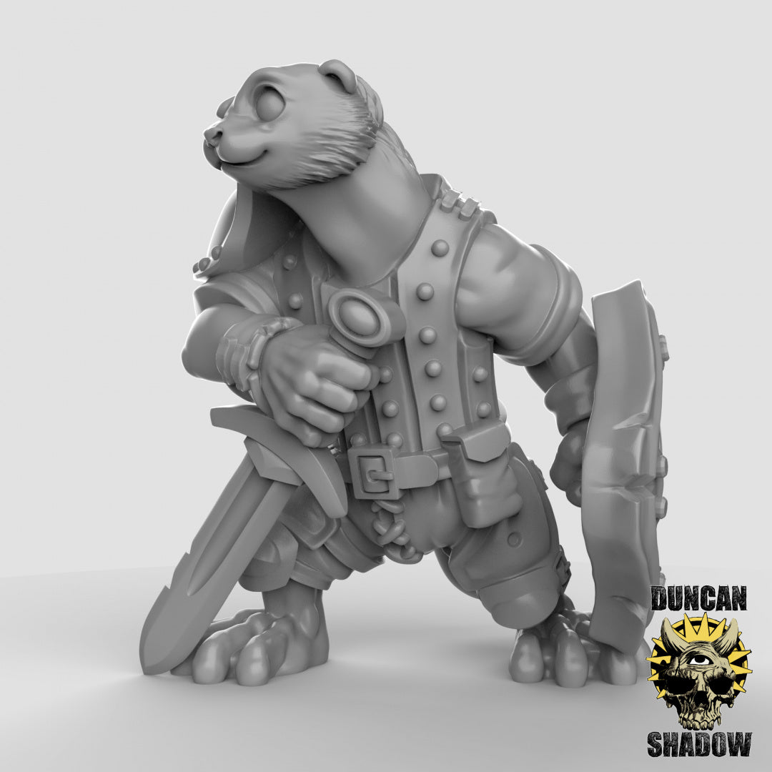 Otter's with hand weapons and shields Resin Models for Dungeons & Dragons & Board RPGs