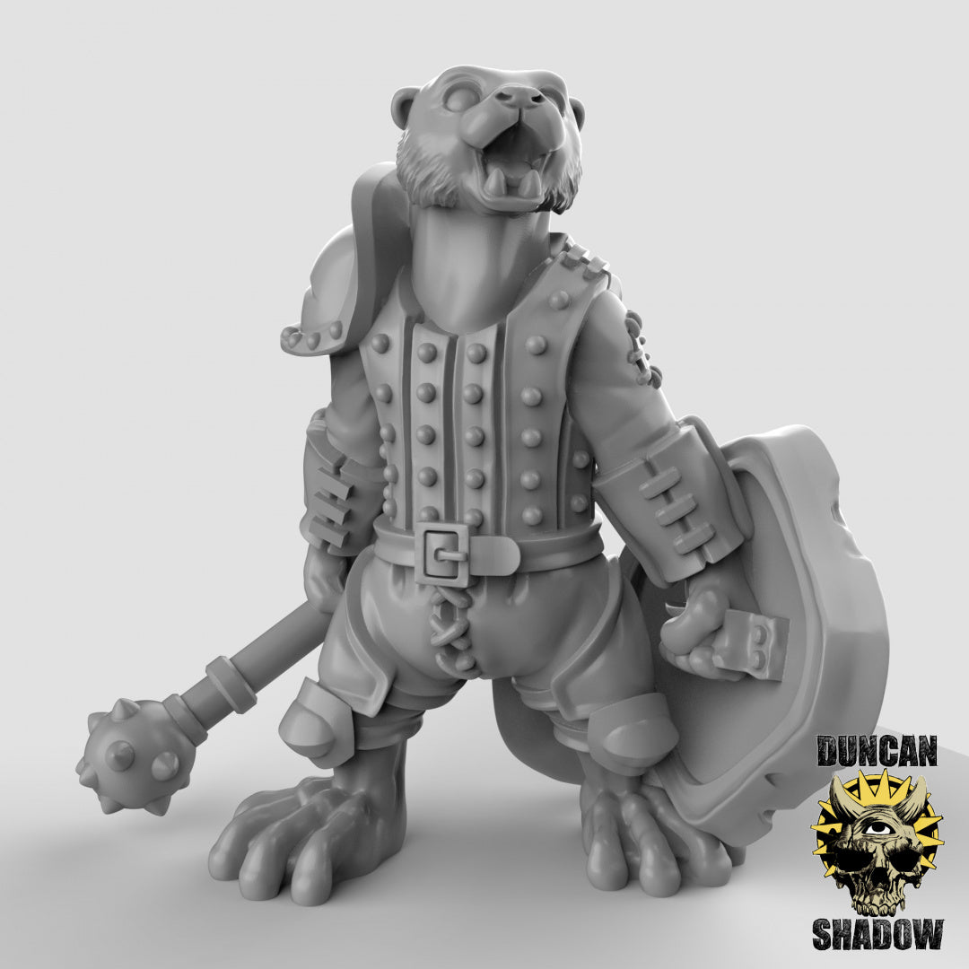 Otter's with hand weapons and shields Resin Models for Dungeons & Dragons & Board RPGs