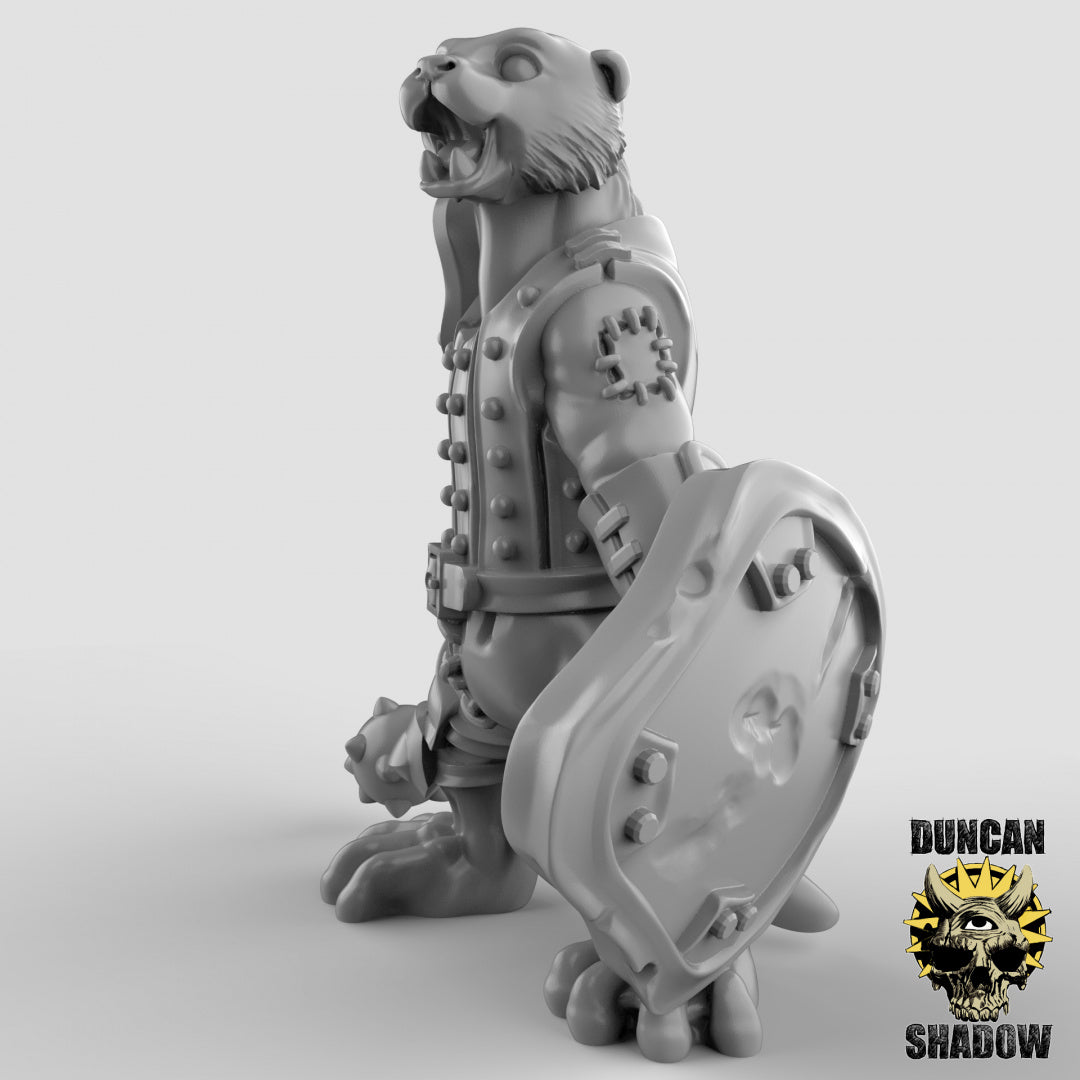 Otter's with hand weapons and shields Resin Models for Dungeons & Dragons & Board RPGs