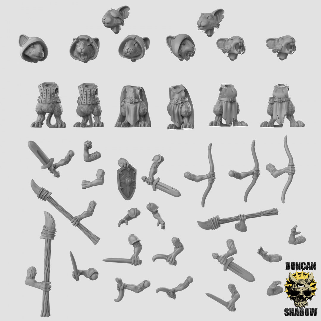 Mousle Rangers Multipart Kit Resin 3D Models for Dungeons & Dragons & Board RPGs