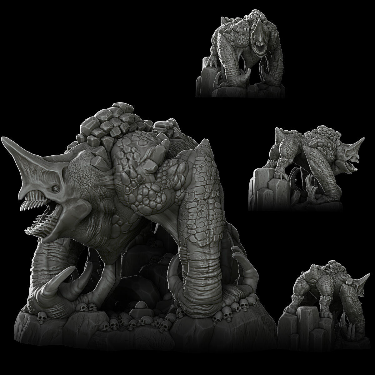 SLATESCALE HORNBEAST - 3D Miniature Model | Dungeons and Dragons | Pathfinder | RPG