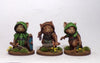 Rabbit Folk With Bows x3 resin miniature - alternate angle