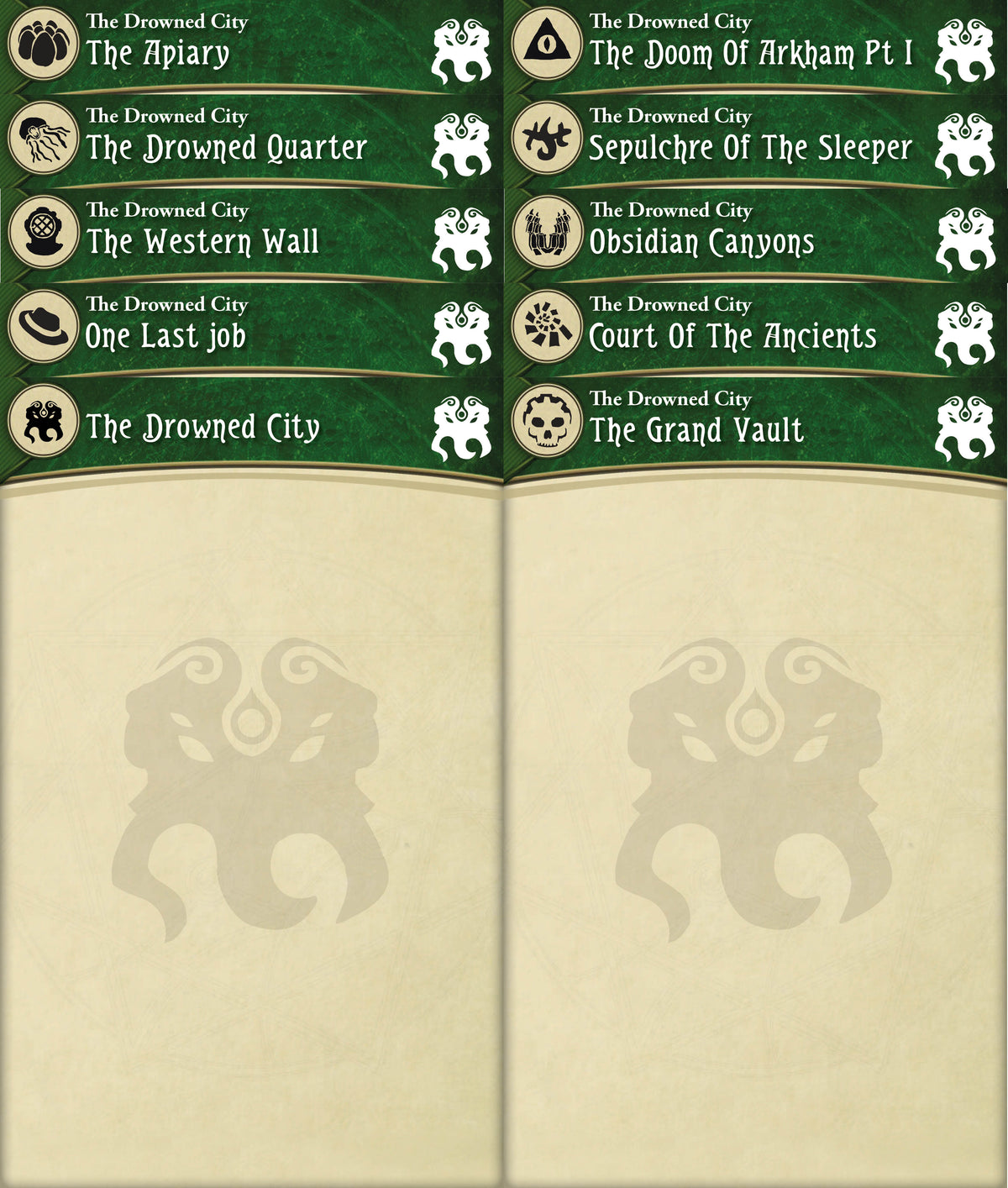 The Drowned City Arkham Horror LCG Deck Box Dividers