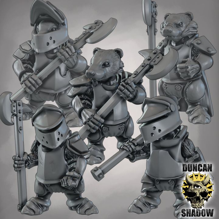 Badger Folk Knights with Polearms - Image 1