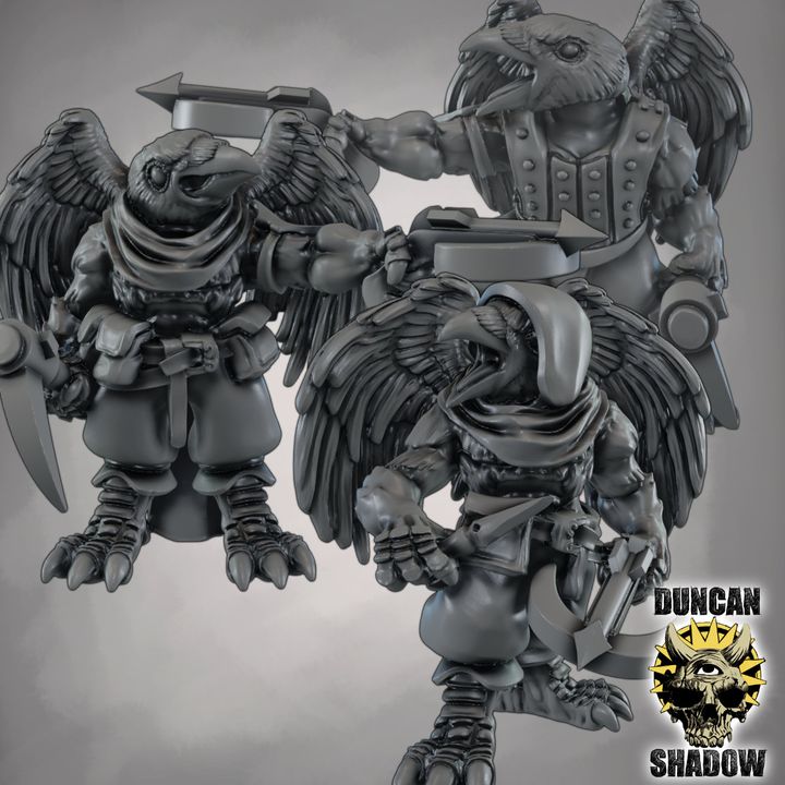 Winged Crow Folk with Hand Crossbows - Image 1