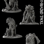 2 HEADED TROLL Giant Resin 3D Printed Fantasy Miniature D&D Tabletop RPG
