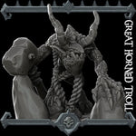 GREAT-HORNED TROLL Giant Resin 3D Printed Fantasy Miniature D&D Tabletop RPG