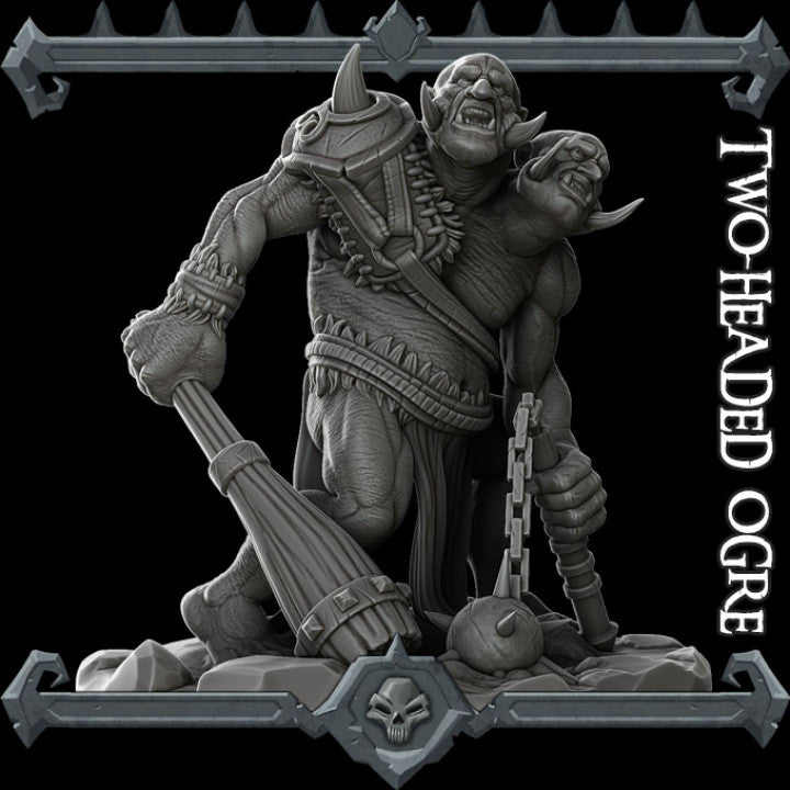 2 HEADED OGRE Giant Resin 3D Printed Fantasy Miniature D&D Tabletop RPG