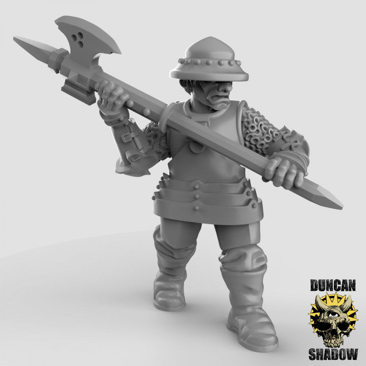 Man at Arms Knights with Polearms - Resin Miniature for DnD & Warhammer | 28mm/32mm