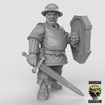 Town Guard with Sword and Shields - Resin Miniature for DnD & Warhammer | 28mm/32mm