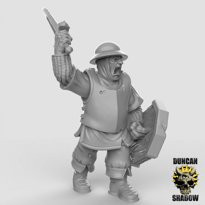 Town Guard with Sword and Shields - Resin Miniature for DnD & Warhammer | 28mm/32mm