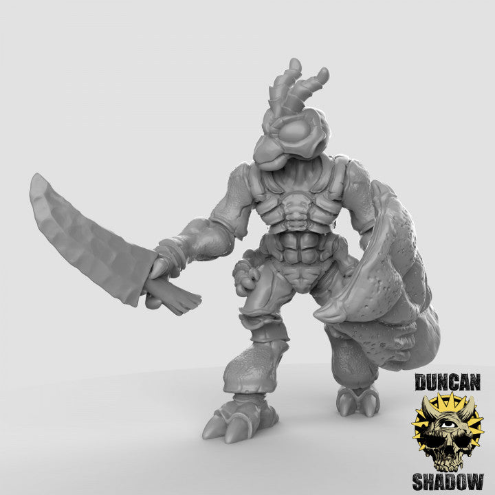 Thri-Kreen with Swords and Shields - Resin Miniature for DnD & Warhammer | 28mm/32mm