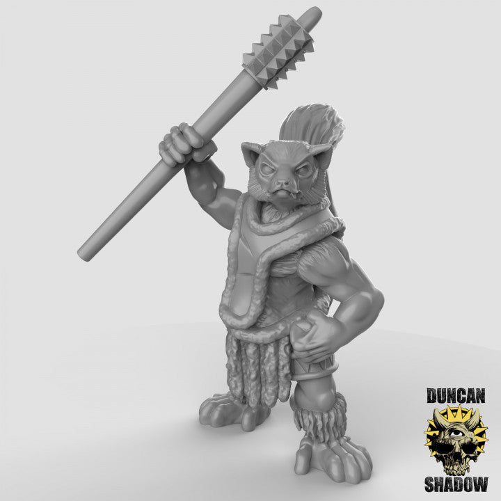 Lemur Folk with Warclubs - 3 Poses resin miniature for DnD and tabletop RPGs