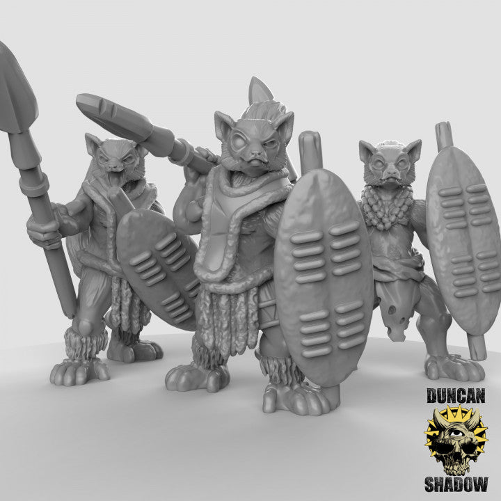 Lemur Folk with Spears - 3 Poses - Resin Miniatures for DnD & Warhammer | 28mm/32mm